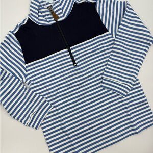 Bella Bliss Royal Blue and White Striped half zip